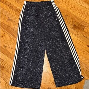 Black Leopard Print Adidas Track Pants- worn once